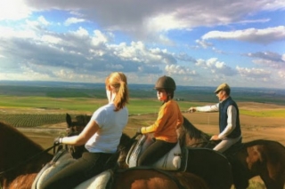  enjoying a horseback ride 